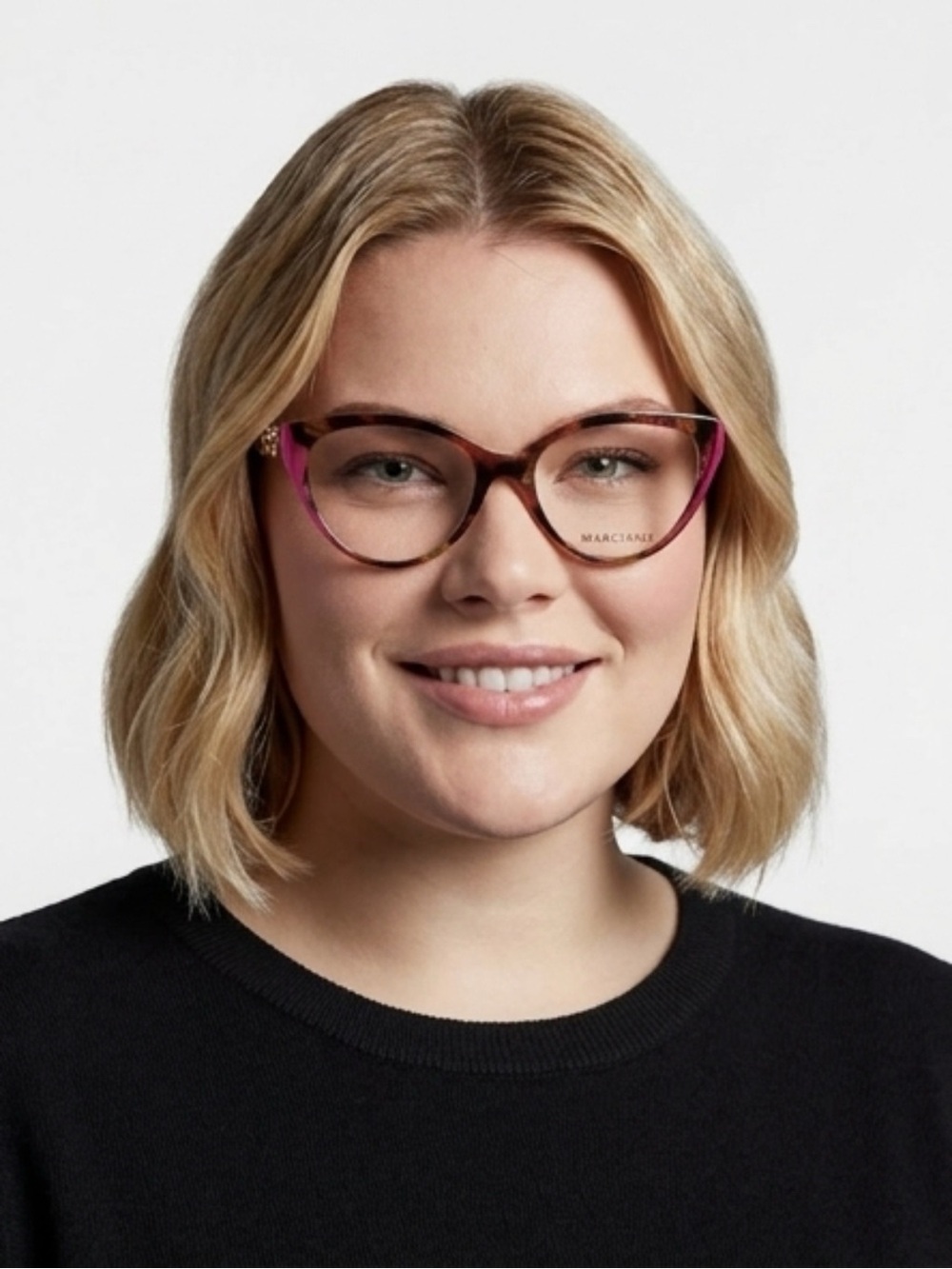 Marciano Tortoise Cat-Eye Glasses with Pink and Gold Accents by Guess